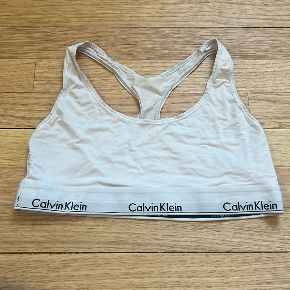 Women’s size large white Calvin Klein sleep bra